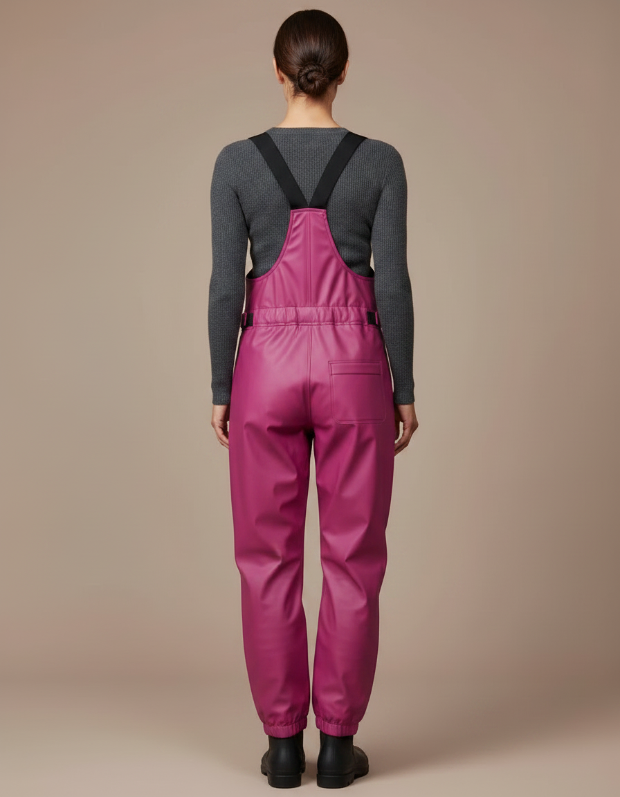 Pantalon De Pluie Fuchsia Imperméable Bretelles Femme - Rose Polyester - vue 2