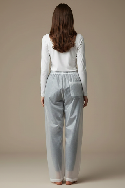 Pantalon De Pluie Transparent Imperméable Unisexe Motif Gaufré - Blanc Polyester - vue 2
