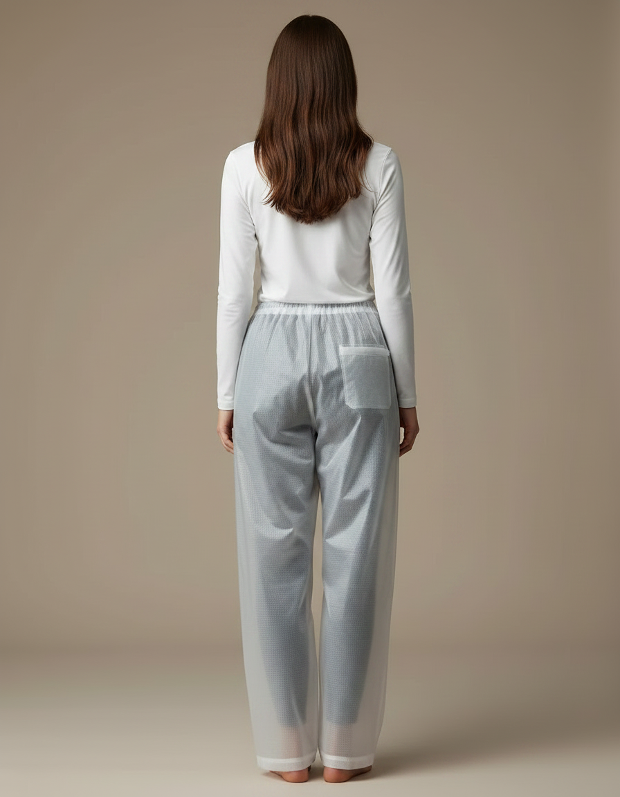 Pantalon De Pluie Transparent Imperméable Unisexe Motif Gaufré - Blanc Polyester - vue 2