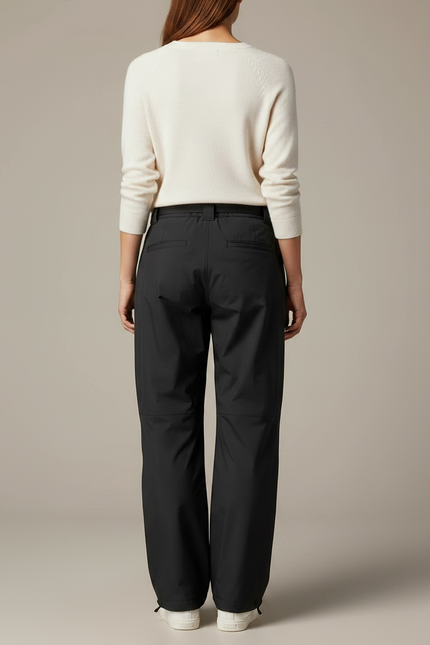 Pantalon De Pluie Noir Ample Imperméable Ceinturé - Polyester - vue 2