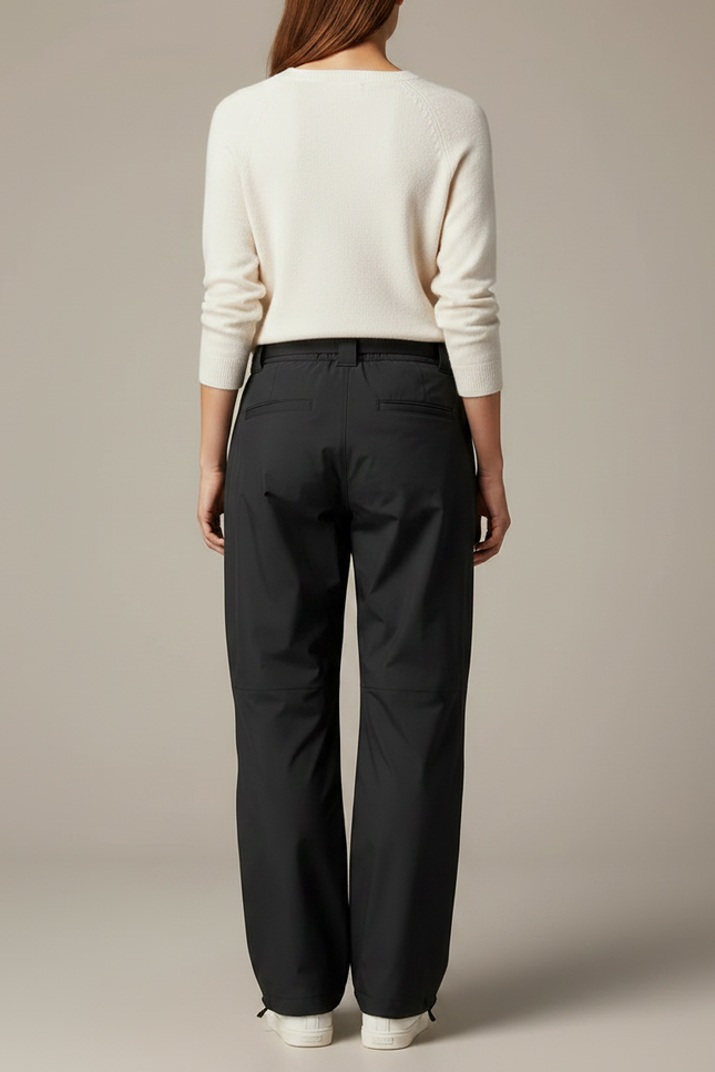 Pantalon De Pluie Noir Ample Imperméable Ceinturé - Polyester - vue 2