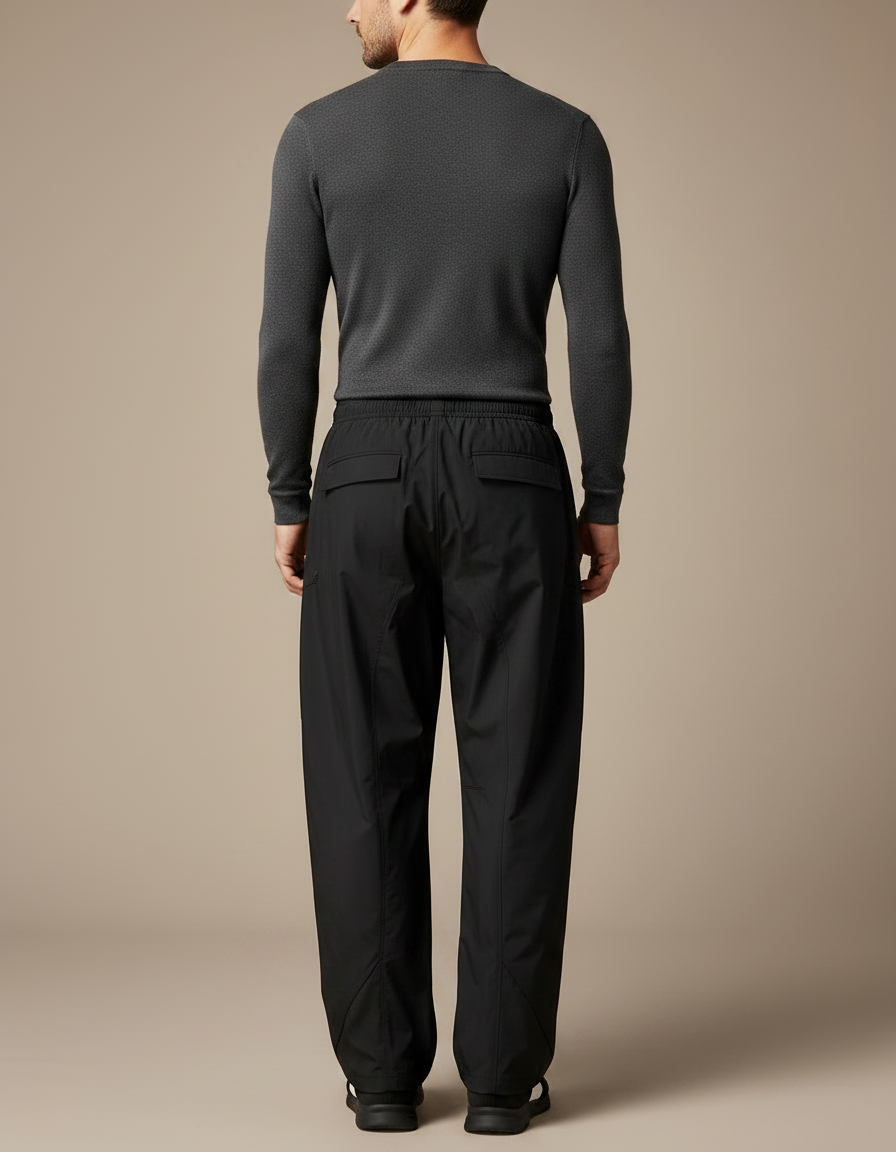 Pantalon De Pluie Noir Cargo Ample Imperméable Homme - Polyester - vue 2