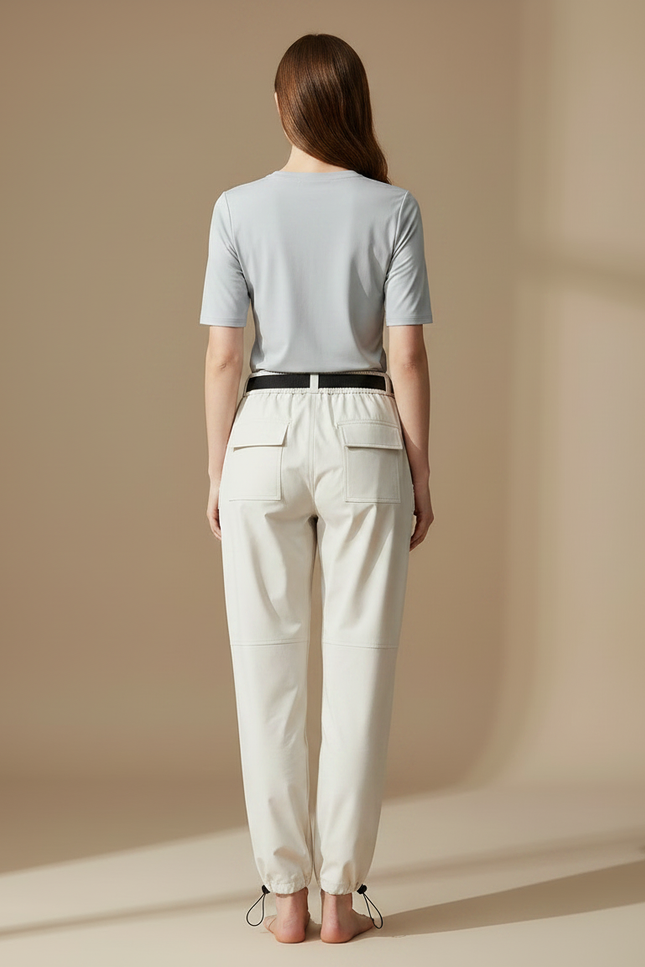Pantalon De Pluie Beige Imperméable Ample Ceinturé Femme - Polyester - vue 2