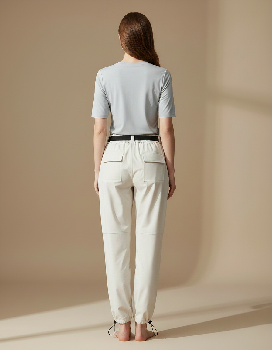 Pantalon De Pluie Beige Imperméable Ample Ceinturé Femme - Polyester - vue 2