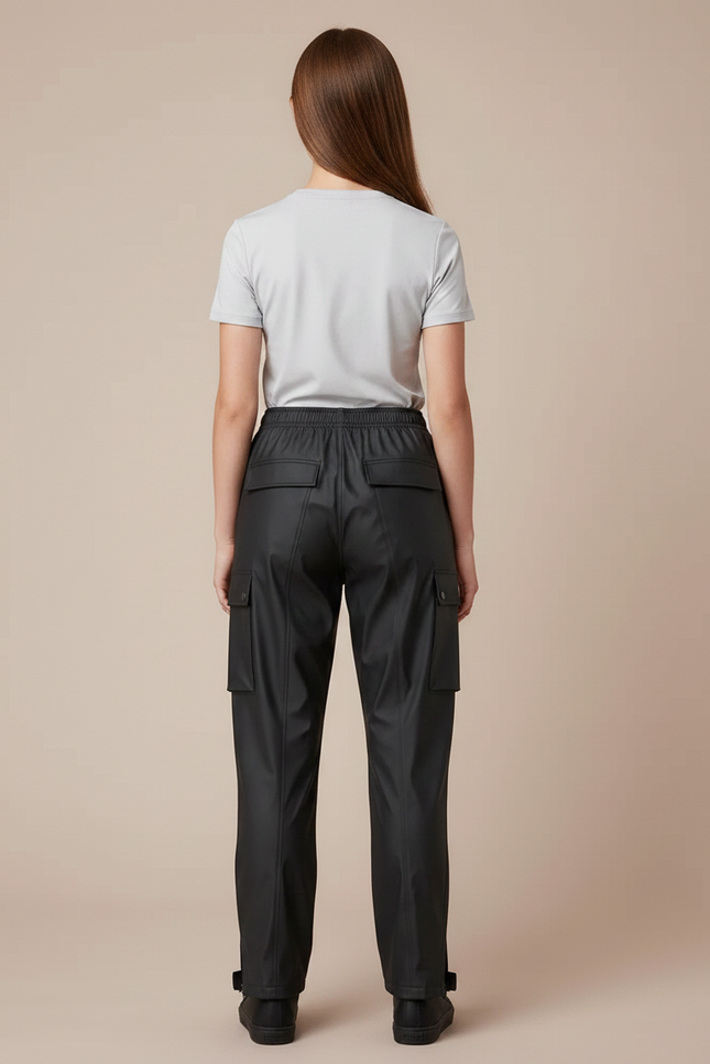 Pantalon De Pluie Noir Imperméable Cargo Femme Ajustable - Polyester - vue 2