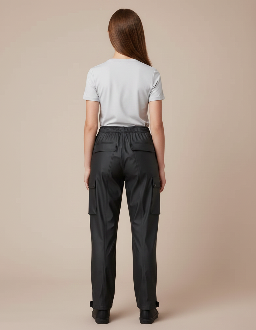 Pantalon De Pluie Noir Imperméable Cargo Femme Ajustable - Polyester - vue 2