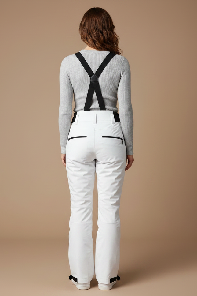 Pantalon De Pluie Blanc Imperméable Bretelles Confortable Ski - Polyester - vue 2