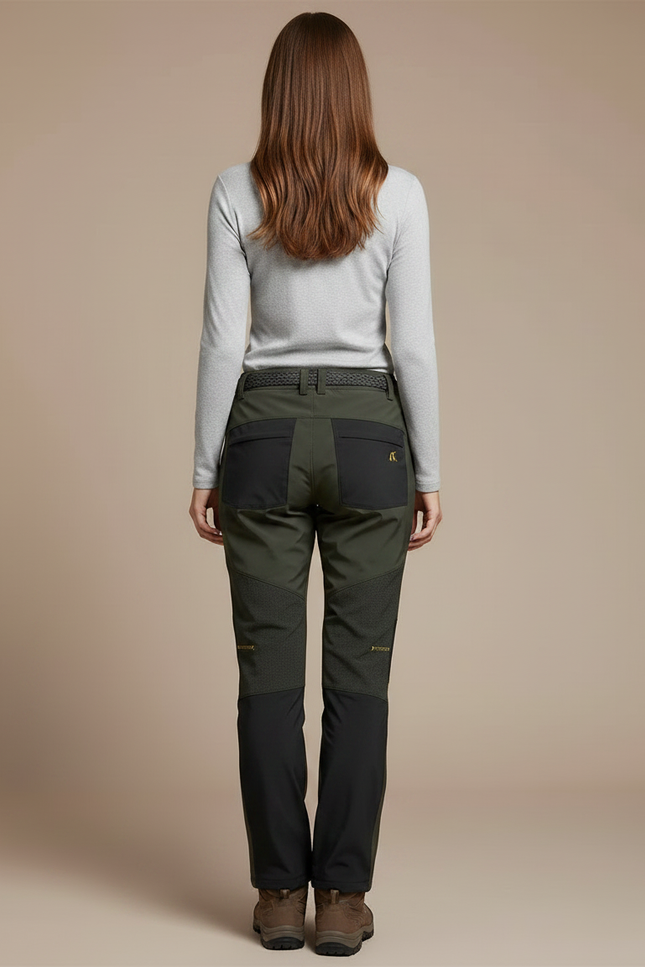Pantalon De Pluie Vert Kaki Randonnée Softshell Femme - Polyester - vue 2