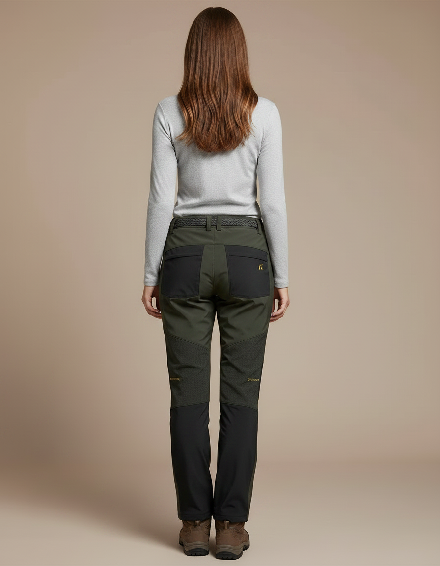 Pantalon De Pluie Vert Kaki Randonnée Softshell Femme - Polyester - vue 2