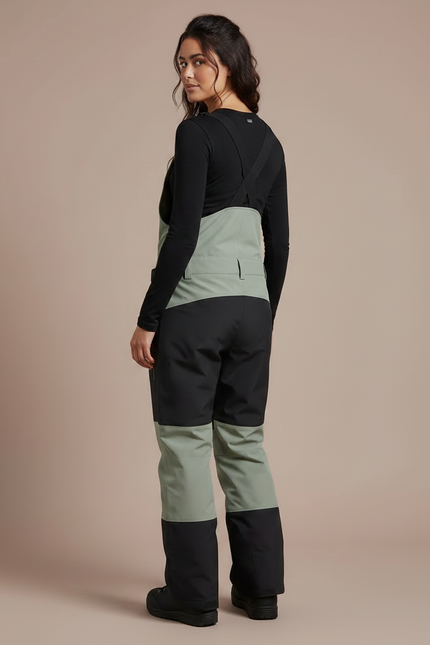 Pantalon De Pluie Vert Noir Bretelles Imperméable Ski Femme - Polyester - vue 2