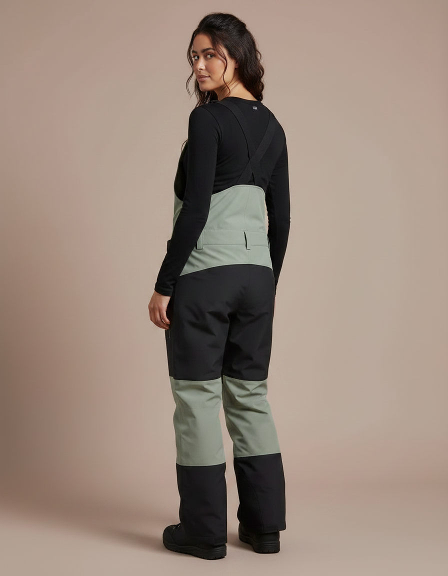Pantalon De Pluie Vert Noir Bretelles Imperméable Ski Femme - Polyester - vue 2