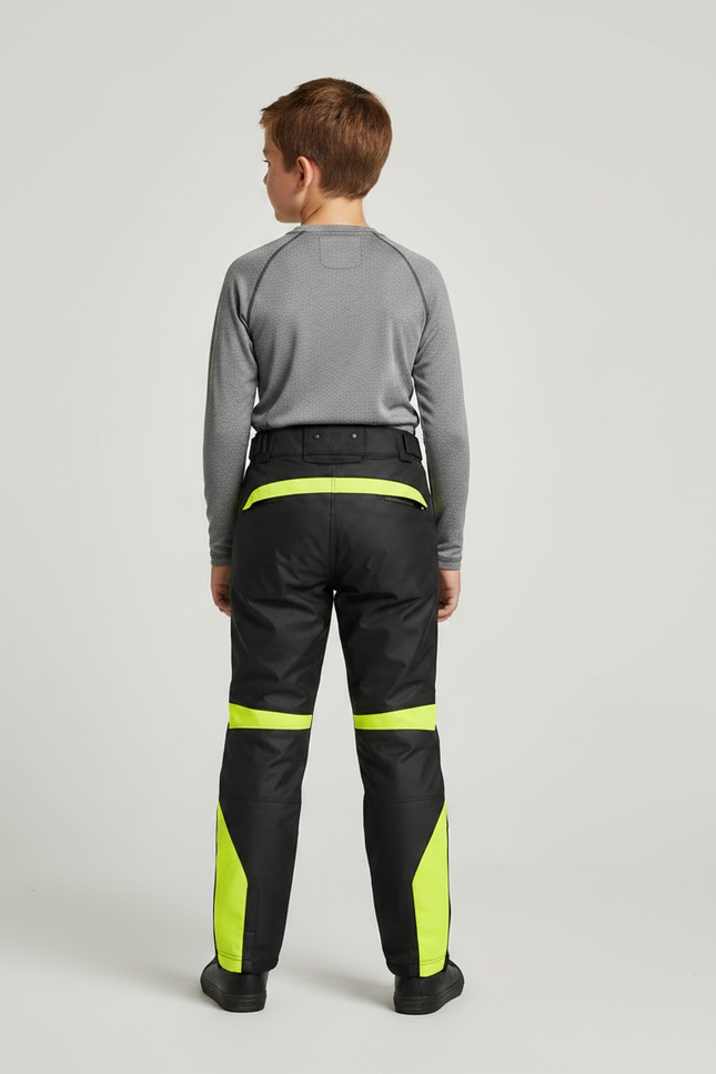 Pantalon De Pluie Noir Imperméable Enfant Bandes Jaunes Fluorescentes - Polyester - vue 2