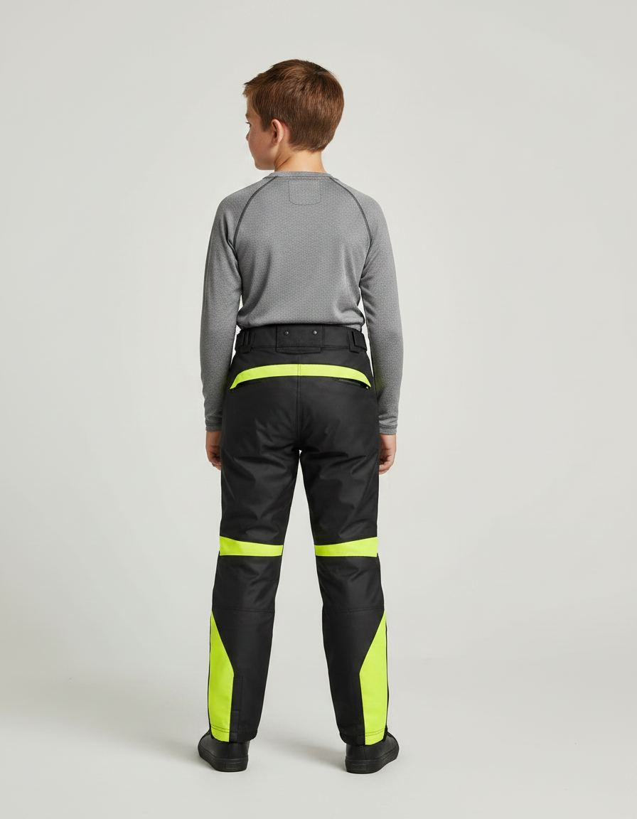 Pantalon De Pluie Noir Imperméable Enfant Bandes Jaunes Fluorescentes - Polyester - vue 2