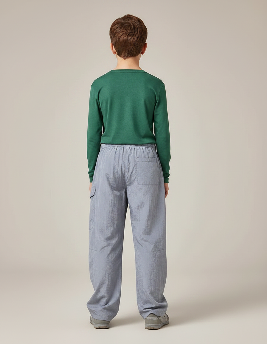 Pantalon De Pluie Gris Ample Léger Cordon Enfant - Polyester - vue 2