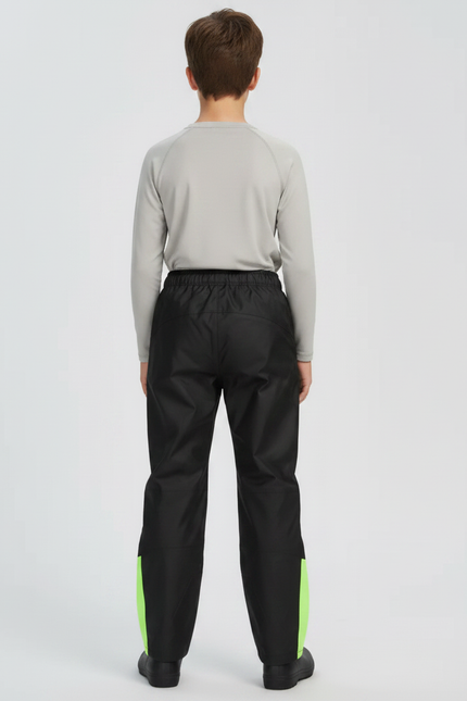 Pantalon De Pluie Noir Imperméable Enfant Bandes Vertes - Polyester - vue 2