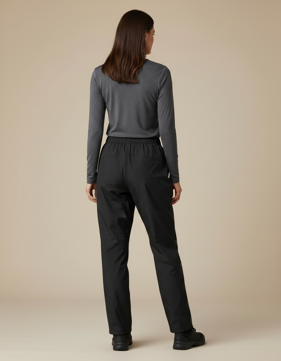 Pantalon De Pluie Noir Imperméable Sport Léger Bandes Latérales - Polyester - vue 2