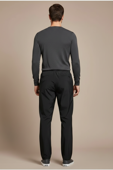 Pantalon De Pluie Noir Décontracté Cordon Élastique Homme - Polyester - vue 2