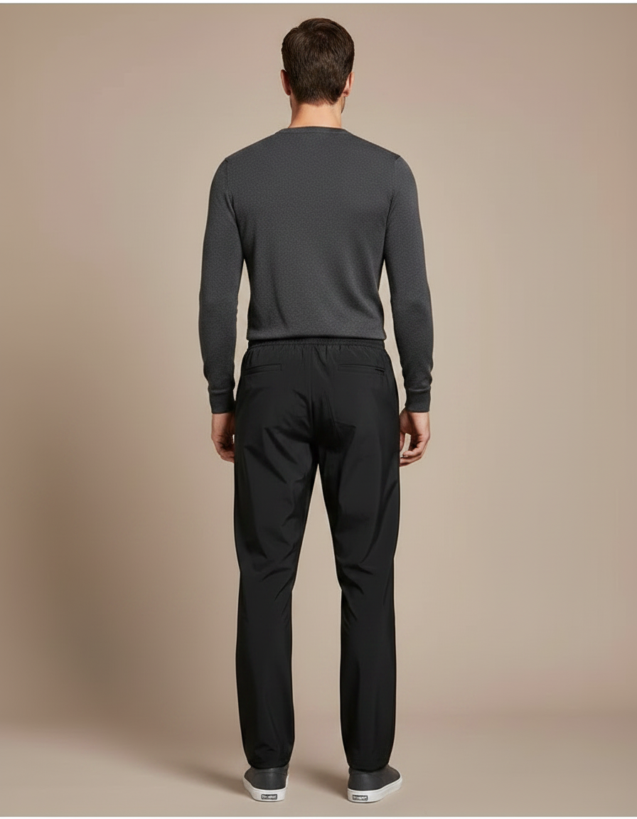 Pantalon De Pluie Noir Décontracté Cordon Élastique Homme - Polyester - vue 2