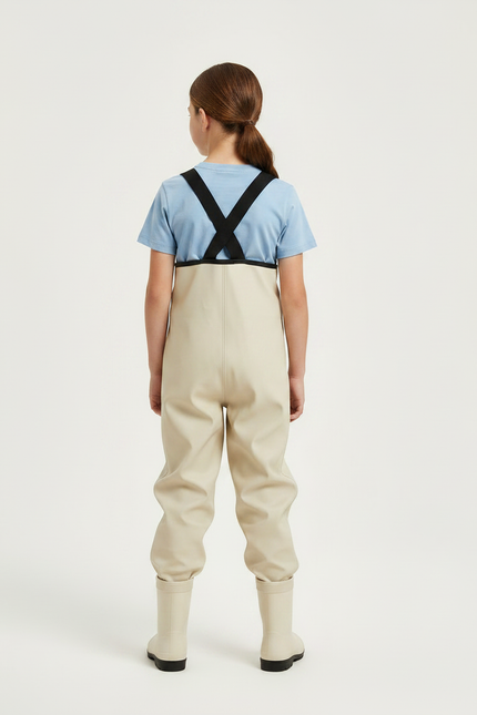 Pantalon De Pluie Beige Enfant Imperméable Bretelles Salopette - Polyester - vue 2