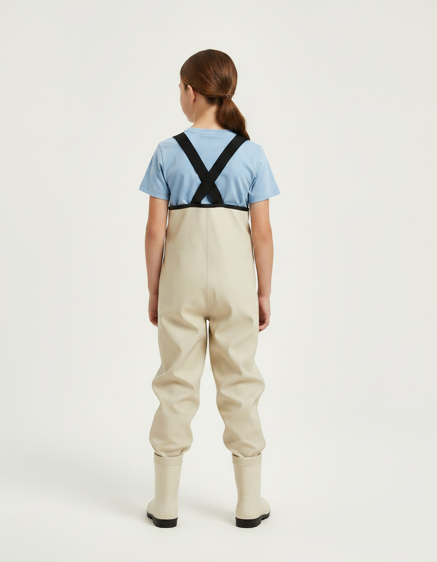Pantalon De Pluie Beige Enfant Imperméable Bretelles Salopette - Polyester - vue 2