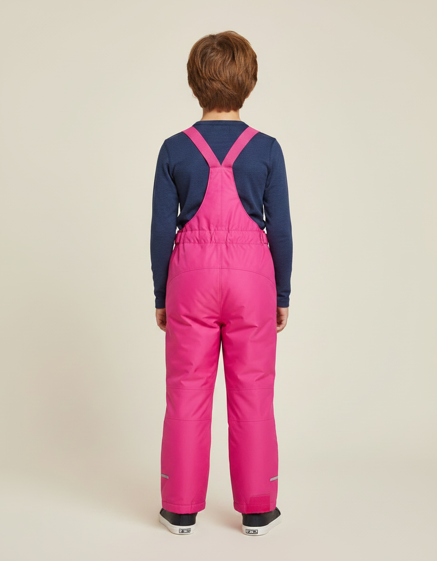 Pantalon De Pluie Rose Bretelles Imperméable Enfant Hiver Uni - Polyester - vue 2