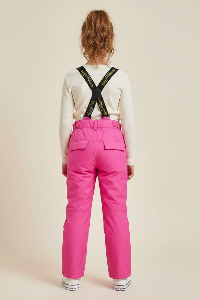 Pantalon De Pluie Rose Vif Imperméable Enfant Bretelles - Polyester - vue 2