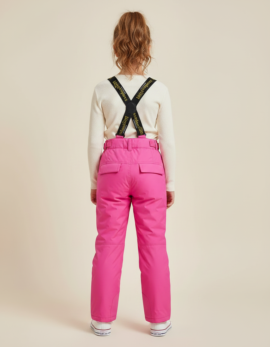 Pantalon De Pluie Rose Vif Imperméable Enfant Bretelles - Polyester - vue 2