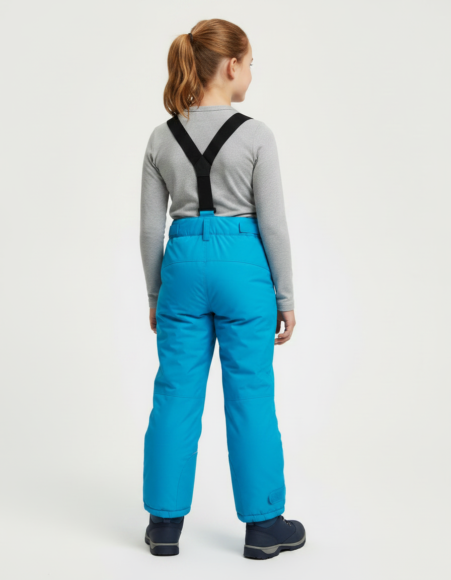 Pantalon De Pluie Bleu Enfant Bretelles Imperméable Hiver - Polyester - vue 2