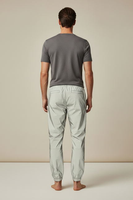 Pantalon De Pluie Réfléchissant Gris Clair Élastique Jogging Homme - Polyester - vue 2