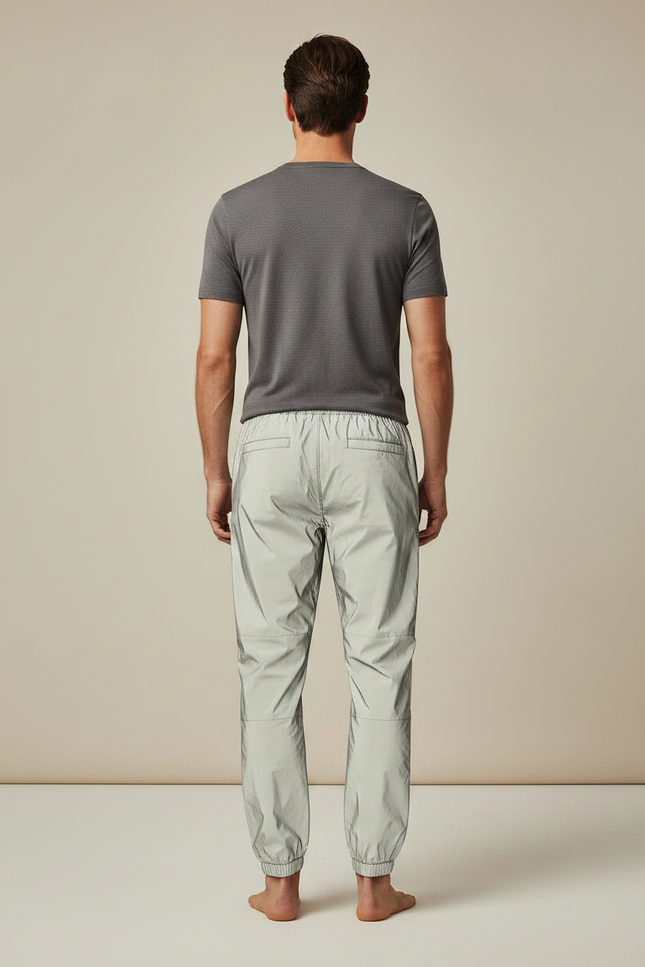 Pantalon De Pluie Réfléchissant Gris Clair Élastique Jogging Homme - Polyester - vue 2