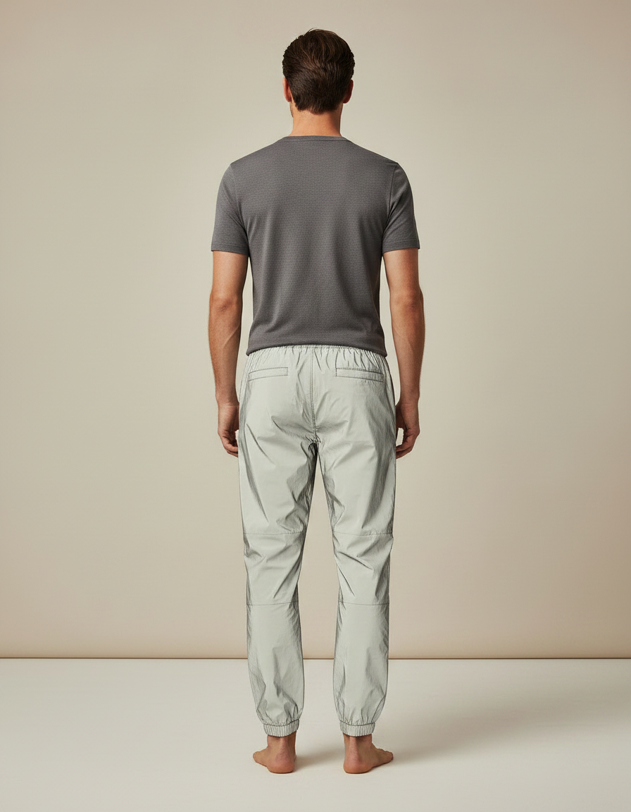 Pantalon De Pluie Réfléchissant Gris Clair Élastique Jogging Homme - Polyester - vue 2