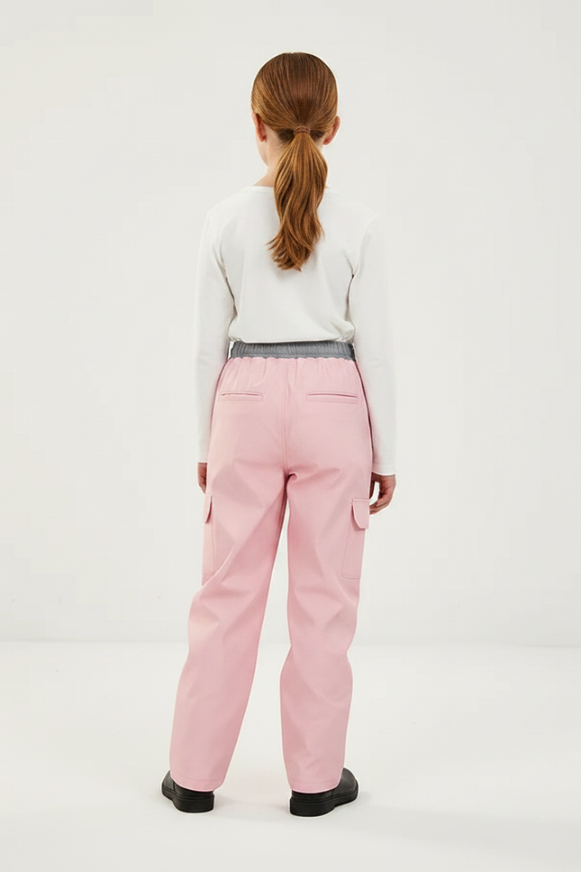 Pantalon De Pluie Rose Imperméable Cargo Enfant - Polyester - vue 2