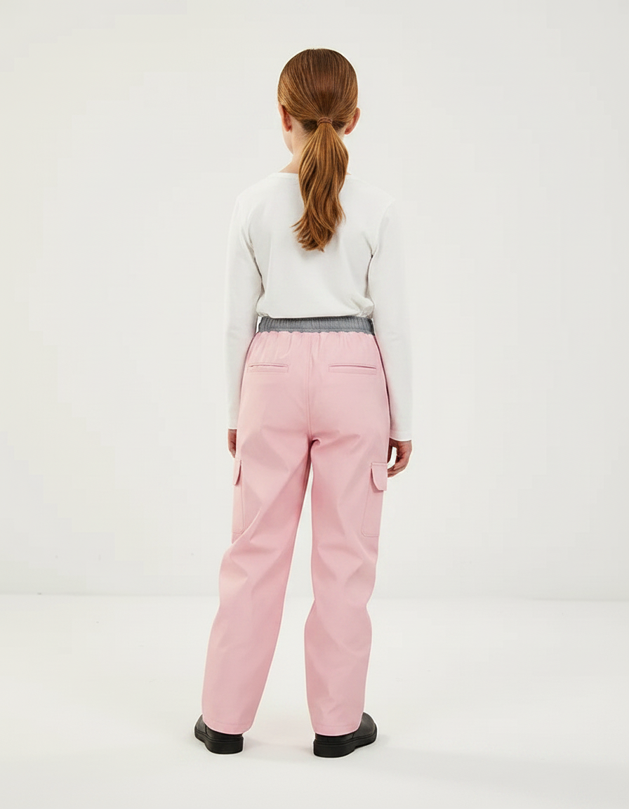 Pantalon De Pluie Rose Imperméable Cargo Enfant - Polyester - vue 2