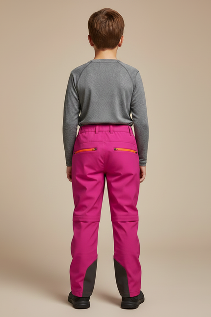 Pantalon De Pluie Fuchsia Gris Imperméable Enfant Randonnée - Rose Polyester - vue 2