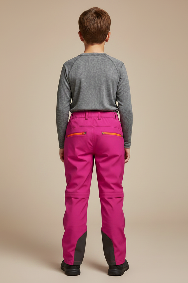 Pantalon De Pluie Fuchsia Gris Imperméable Enfant Randonnée - Rose Polyester - vue 2