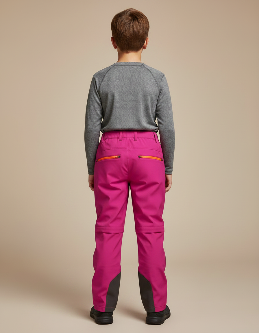 Pantalon De Pluie Fuchsia Gris Imperméable Enfant Randonnée - Rose Polyester - vue 2