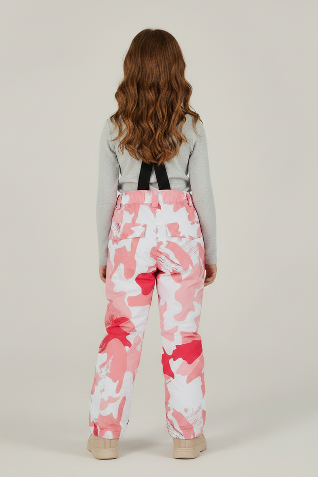 Pantalon De Pluie Camouflage Rose Blanc Bretelles Enfant - Multicolore Polyester - vue 2