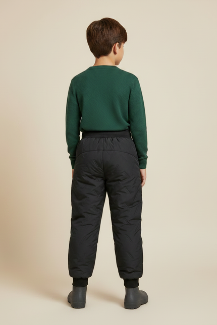 Pantalon De Pluie Noir Matelassé Élastique Chaud Enfant - Polyester - vue 2