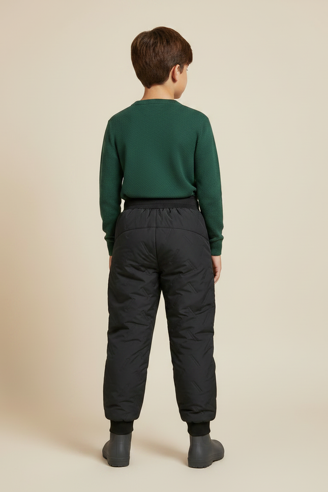 Pantalon De Pluie Noir Matelassé Élastique Chaud Enfant - Polyester - vue 2