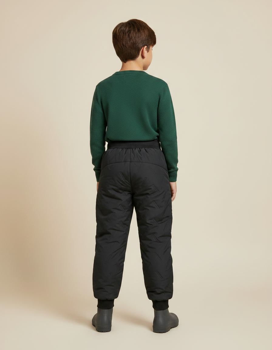 Pantalon De Pluie Noir Matelassé Élastique Chaud Enfant - Polyester - vue 2