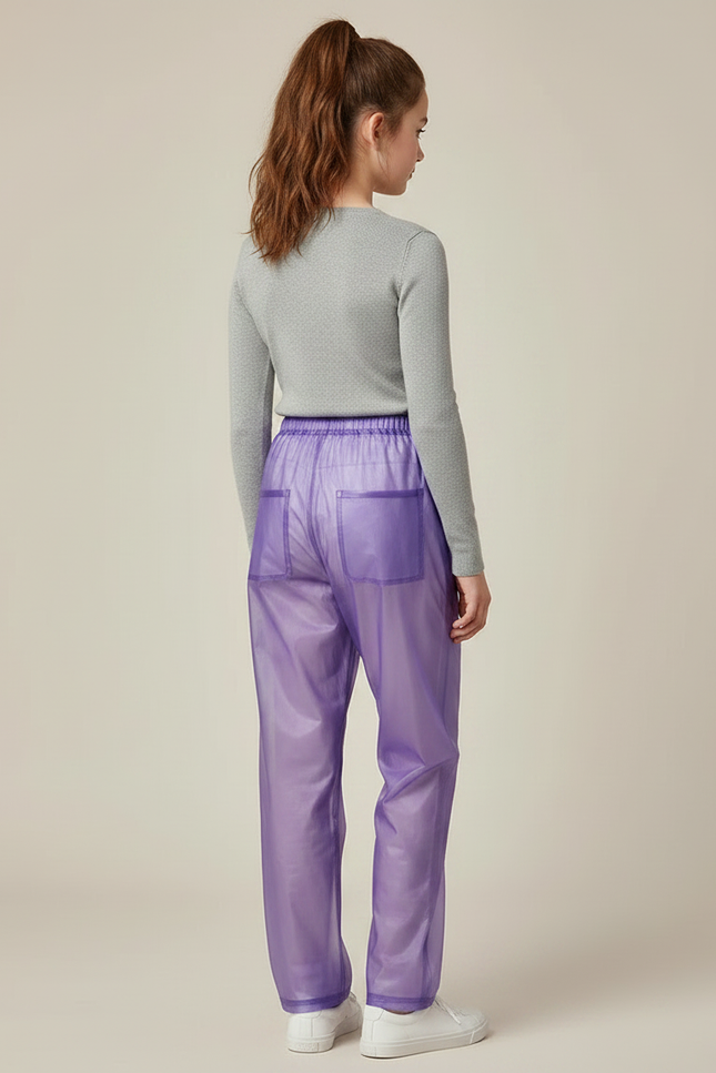Pantalon De Pluie Transparent Violet Ample Unisexe Léger - Polyester - vue 2