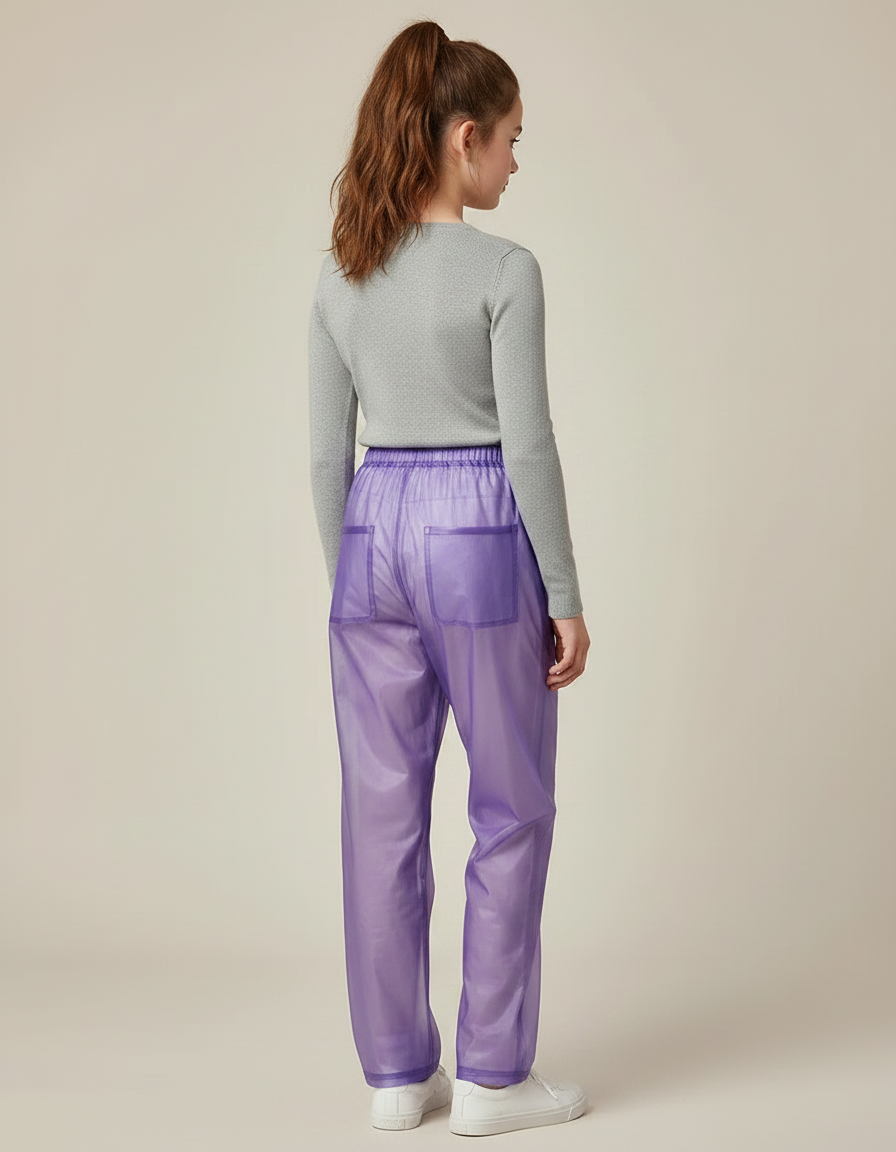 Pantalon De Pluie Transparent Violet Ample Unisexe Léger - Polyester - vue 2