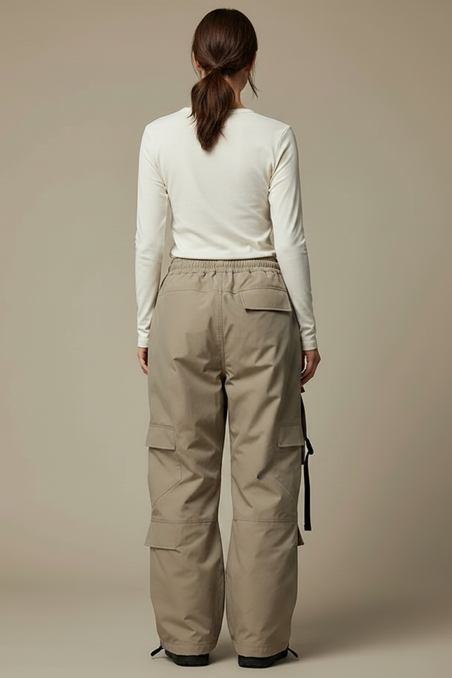 Pantalon De Pluie Beige Cargo Ample Imperméable Unisexe - Polyester - vue 2