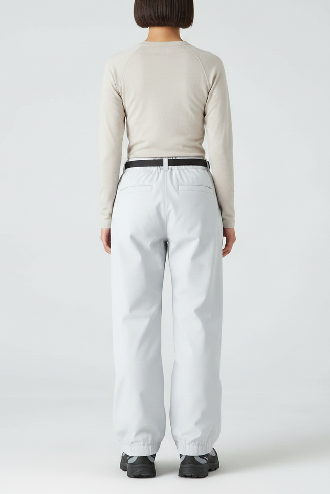 Pantalon De Pluie Gris Clair Ample Ceinturé Imperméable - Polyester - vue 2