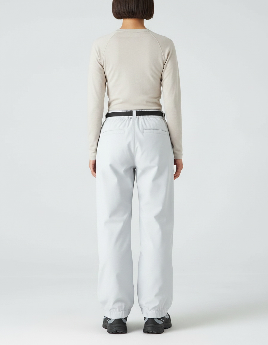 Pantalon De Pluie Gris Clair Ample Ceinturé Imperméable - Polyester - vue 2