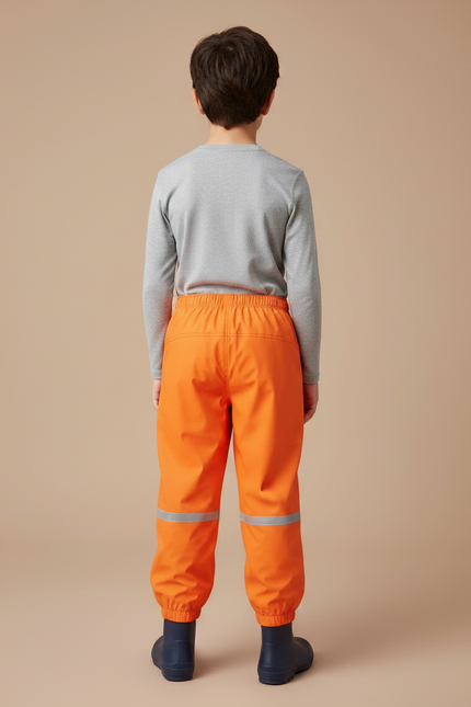 Pantalon De Pluie Orange Réfléchissant Imperméable Élastiqué Enfant - Polyester - vue 2