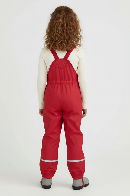 Pantalon De Pluie Avec Bretelles - Rouge Polyester - vue 2