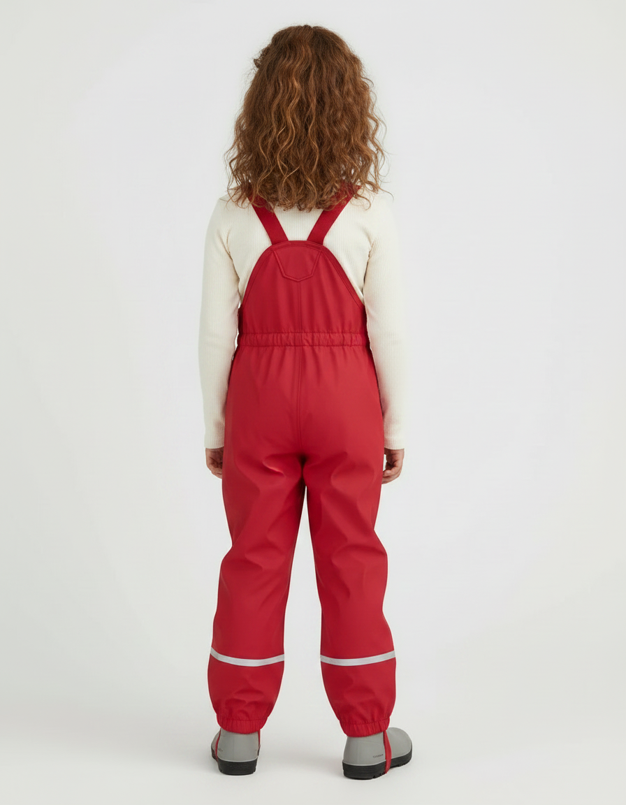 Pantalon De Pluie Avec Bretelles - Rouge Polyester - vue 2