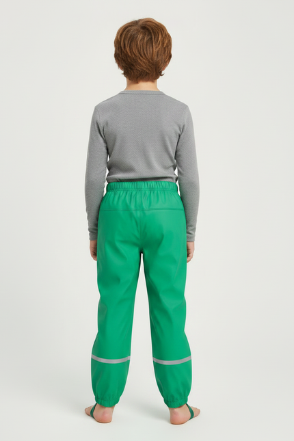 Pantalon De Pluie Vert Élastiqué Réfléchissant Imperméable Enfant - Polyester - vue 2