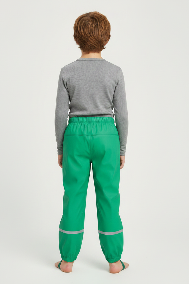 Pantalon De Pluie Vert Élastiqué Réfléchissant Imperméable Enfant - Polyester - vue 2